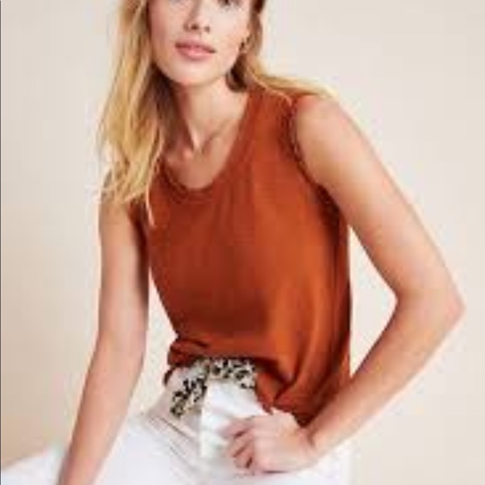 Anthropologie frayed scoop neck muscle tee